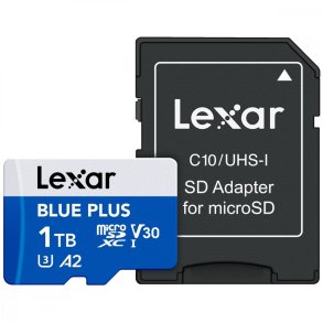 Hukommelseskort microSD kort 1TB C10 A2 U3 V30 170MB/s Blue Plus