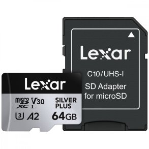Memory card microSD 64GB C10 A2 U3 V30 205/100MB/s Silver Plus