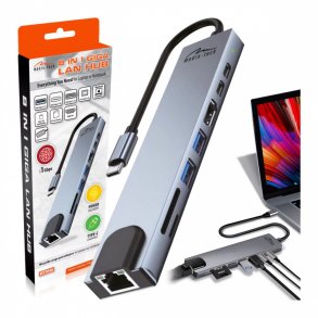 DOCKING STATION 8 I 1 GIGA LAN HUB MT5046