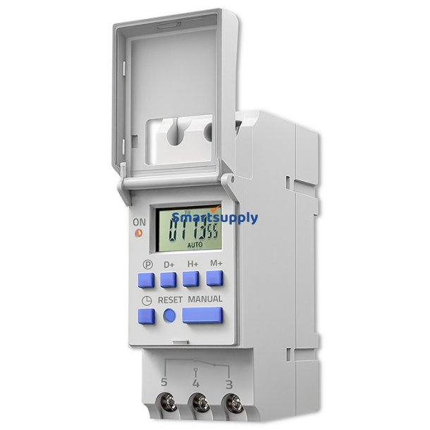 Elektronisk timerafbryder til DIN-skinne med batteri