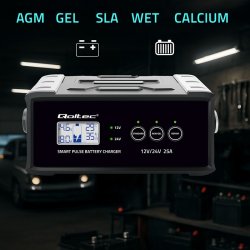 Oplader 12V 24V 25A AGM GEL SLA batteri LCD