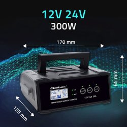 Oplader 12V 24V 25A AGM GEL SLA batteri LCD