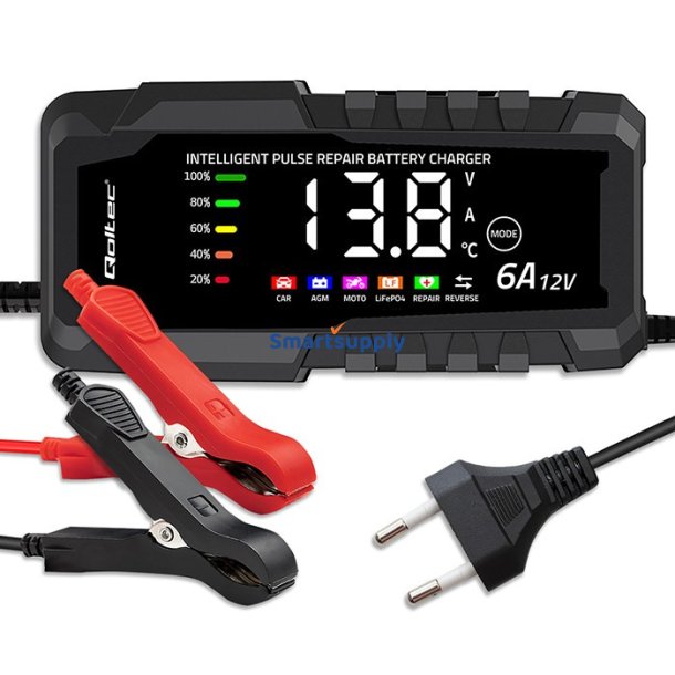 Oplader 12V 6A rektifikator med reparationsfunktion