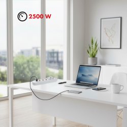 Str�mskinne 5 stik MCE395 W 3xUSB, 110-240v AC 50/60Hz, 2,1A maks 2500W, hvid