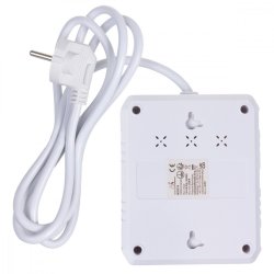Str�mstikd�se 2 stik MCE387 W 3xUSB, 110-240V AC 50/60Hz, 2.1A max 2500W, 1.5m hvid