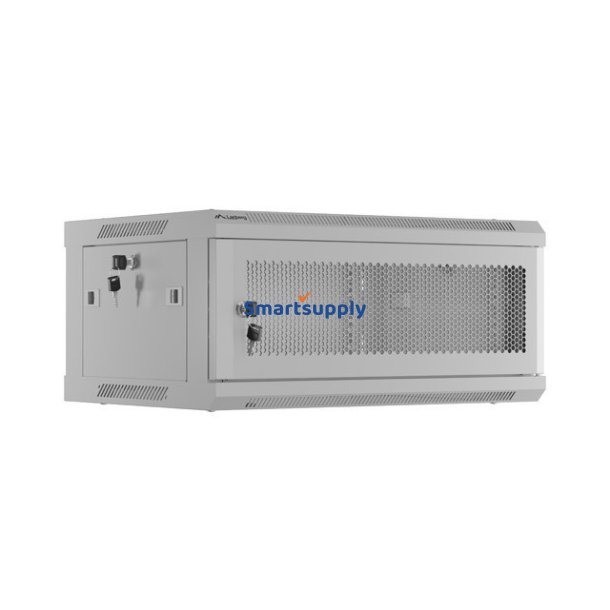 V�gbeslag rackskab 19 tommer 4U 600x450, perforeret d�r (Flat Pack) gr�