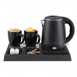 Hotelkedel AD 1387 med en bakke med 2 kopper 1l, rustfrit st�l