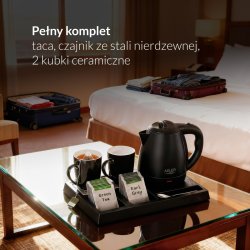 Hotelkedel AD 1387 med en bakke med 2 kopper 1l, rustfrit st�l