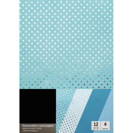 Karton papir mix bl� - metallic A4, 12 ark