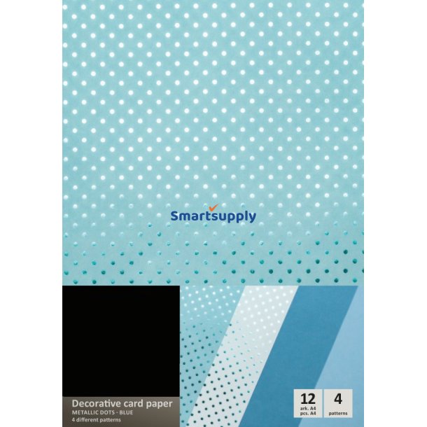 Karton papir mix bl� - metallic A4, 12 ark