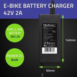 Oplader til ebike batterier 36V, 42V, 2A