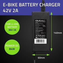Oplader til ebike batterier 36V, 42V, 2A