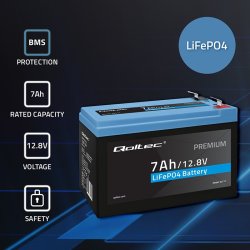 LiFePO4 batteri 12.8V 7Ah, 89.6Wh, BMS
