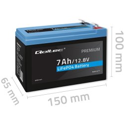LiFePO4 batteri 12.8V 7Ah, 89.6Wh, BMS