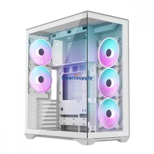 PC kabinet Volcano Space XL ARGB Full Tower 5 bl�sere, hvid