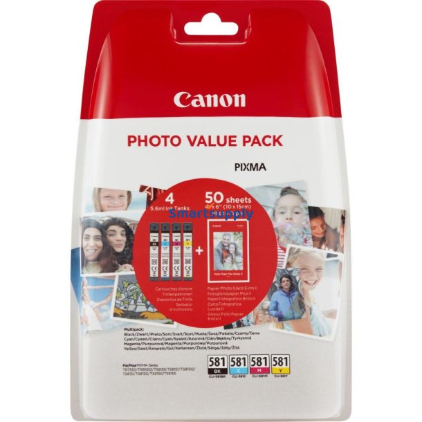 Canon CLI-581 BCMY blkpatroner 4 stk + fotopapir original