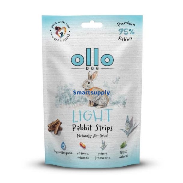 OLLO Air-Dried Light Rabbit strips - godbid til hund - 80g