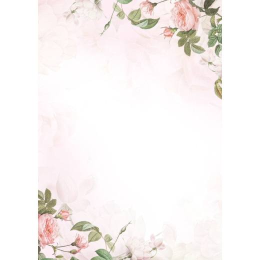 Rosa floram�nster A4 papir satin delux 50 stk.
