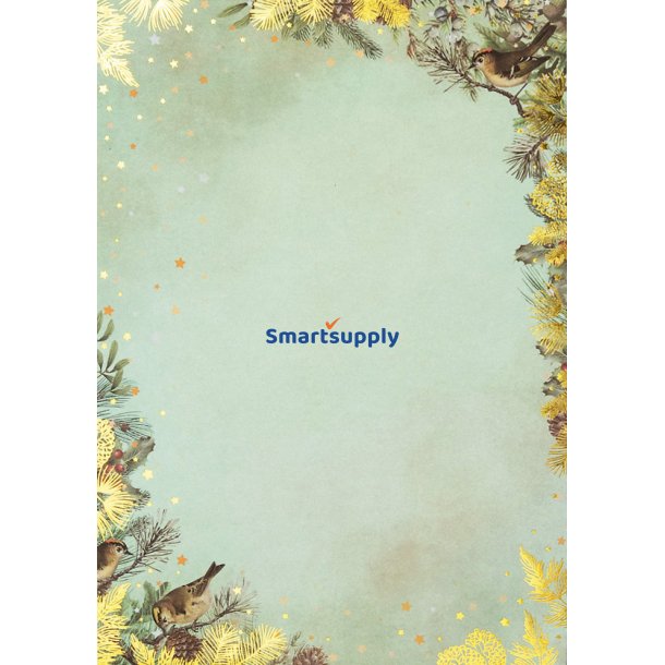 Jule m�nster guld/gr�n A4 papir satin delux 30 stk.