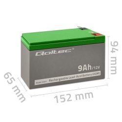 Qoltec 53031 AGM-batteri | 12V | 9Ah