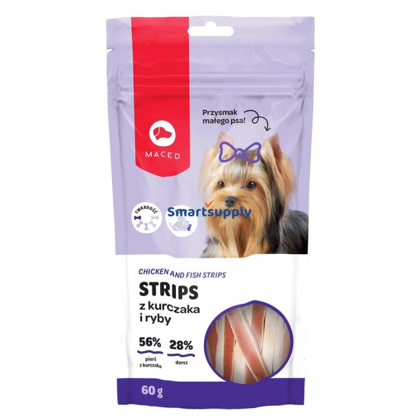 Maced Kyllinge- Og Fiskestrimler - Hundegodbid - 60G
