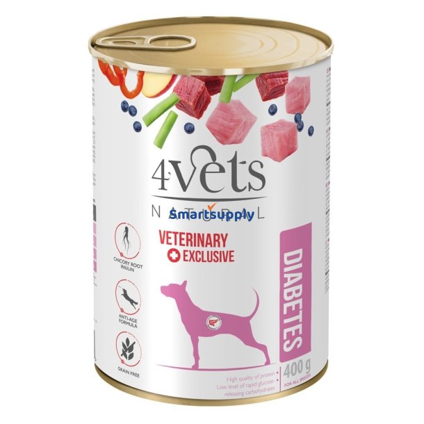 4Vets Natural Diabetes Dog - Vdfoder Til Hunde - 400 G