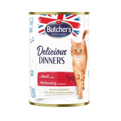 BUTCHER'S Delicious Dinners Oksek�dstykker i gel� - v�dt kattefoder - 400 g