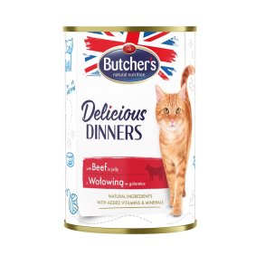 BUTCHER'S Delicious Dinners Oksekdstykker i gel - vdt kattefoder - 400 g