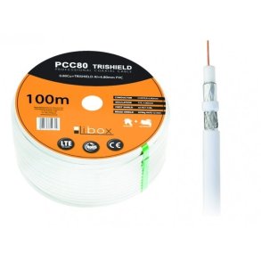 Libox Kabel koncentryczny PCC80 100m koaxial kabel RG-6/U Hvid