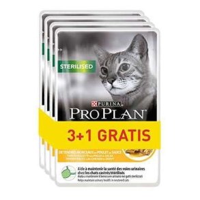 PURINA Pro Plan Sterilised Chicken - vdfoder til katte - 85g 3+1