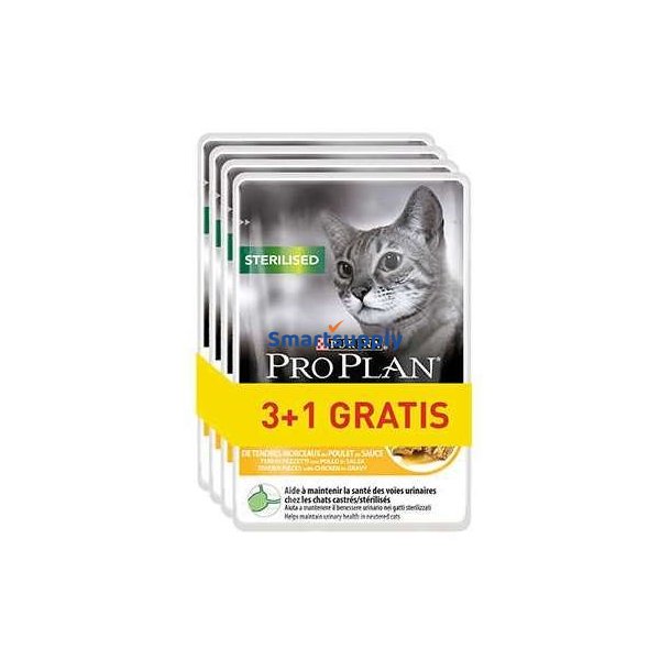 PURINA Pro Plan Sterilised Chicken - vdfoder til katte - 85g 3+1