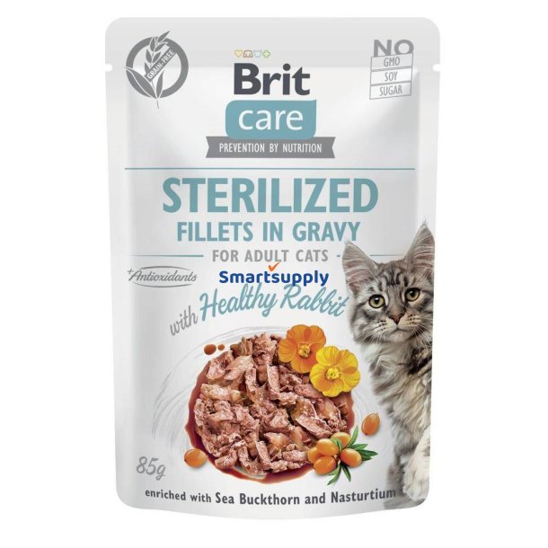 Brit Care Cat Sterilized Rabbit Pouch - Vdfoder Til Katte - 85 G