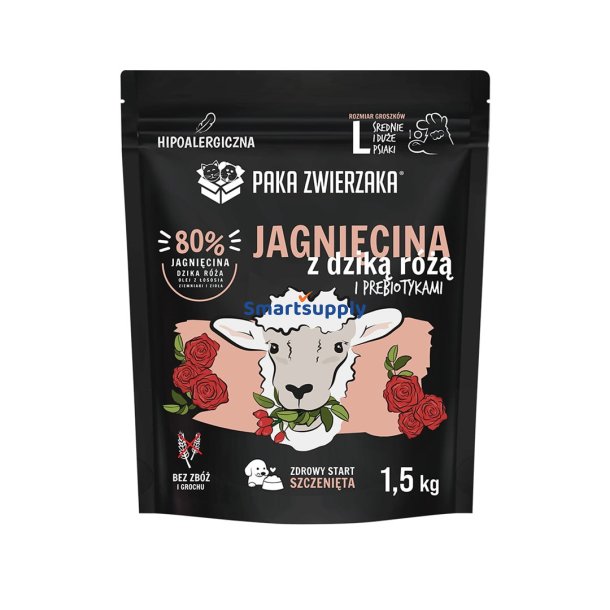 PAKA ZWIERZAKA Puppy Lamb with wild rose L - trfoder til hunde - 1,5kg