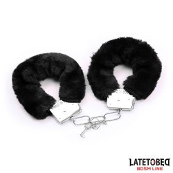 3 Pieces Set Mask, Handcuffs and Feathers Black