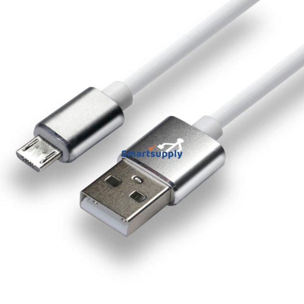 everActive USB-kabel 1m - hvidt, silikone, understtter hurtig opladning, 2,4A - CBS-1MW