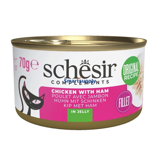 SCHESIR Chicken with ham in jelly - vd kattefoder - 70g