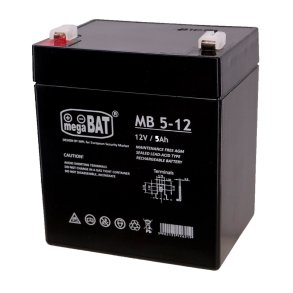 MPL megaBAT MB 5-12 UPS batteri Blybatterier VRLA AGM 12 V 5 Ah Sort