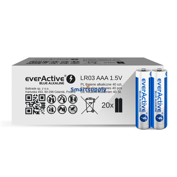 Batterier Everactive Blue Alkaline Lr03 Aaa - ske - 40 Stk