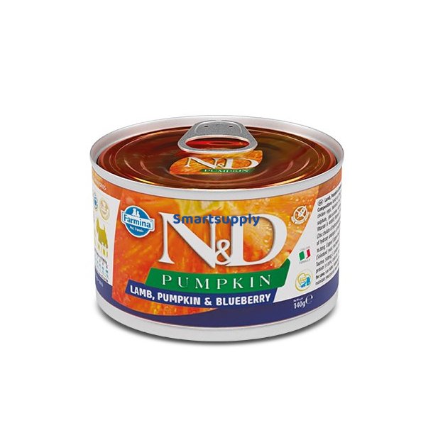 Farmina N &amp; D Hundelam, Grskar, Blbr Adult Mini  Vdfoder Til Hunde  140 G