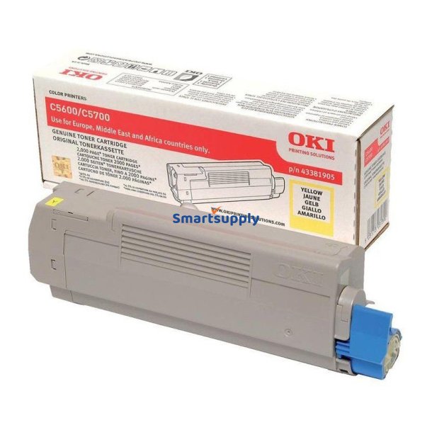 OKI C5600, C5700 Gul toner 2.000 sider original
