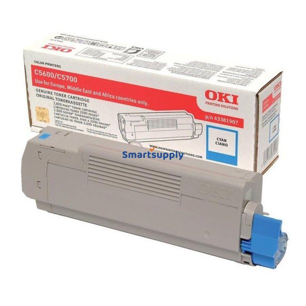 OKI C5600, C5700 Cyan toner 2.000 sider original
