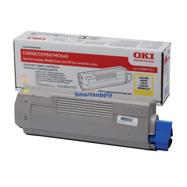 OKI C5850, C5950, MC560 Gul toner 6.000 sider original