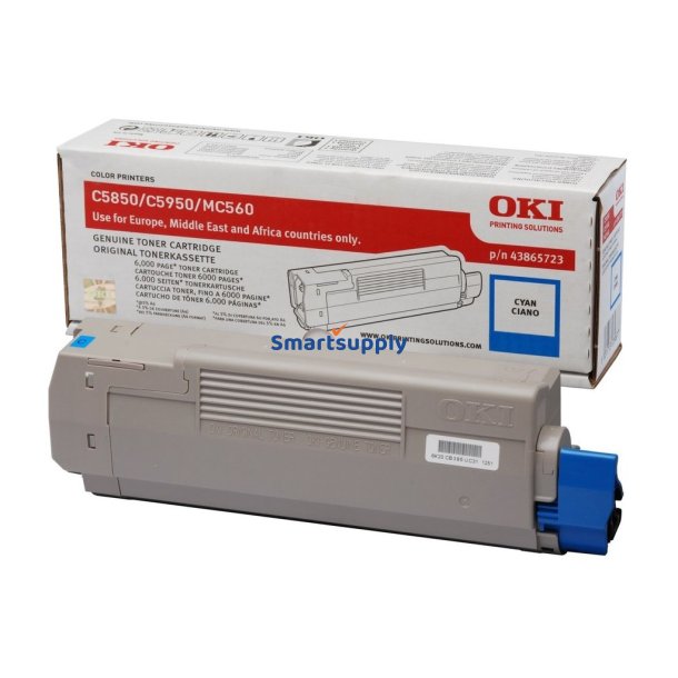 OKI C5850, C5950, MC560 Cyan toner 6.000 sider original