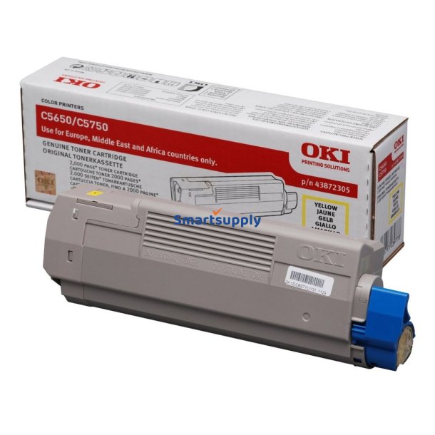 OKI C5650, C5750 Gul toner 2.000 sider original