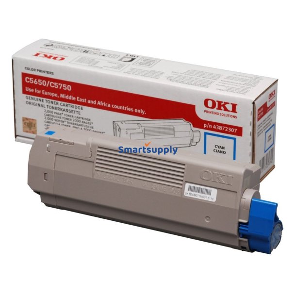OKI C5650, C5750 Cyan toner 2.000 sider original