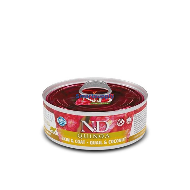 Farmina N &amp; D Cat Quinoa Quail &amp; Coconut Adult Vdfoder Til Katte - 80G