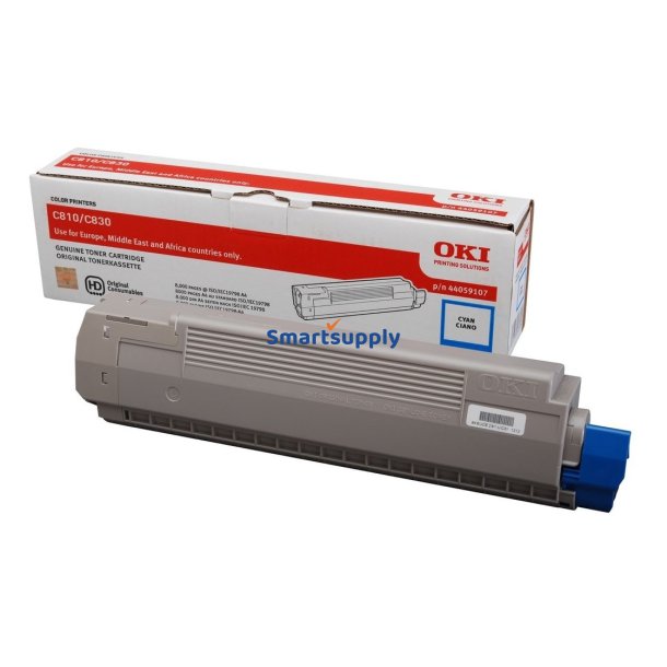 OKI C810, C830 Cyan toner 8.000 sider 44059107 original 