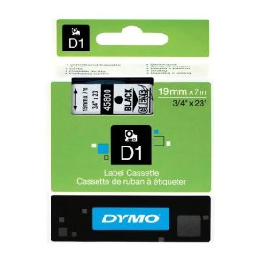 Dymo 45013 tape D1 sort p hvid 12mm x 7m original