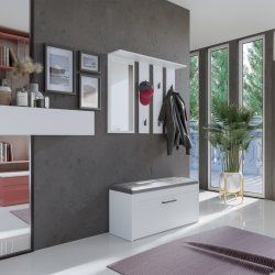 Bjle + spejl PARMA 100x15x.81,5 cm, Hvid