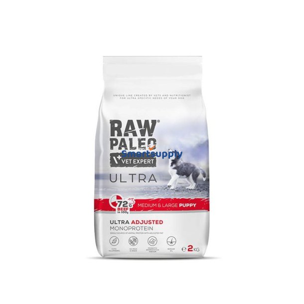 RAW PALEO Ultra Medium&Large Puppy Beef - trfoder til hvalpe - 2 kg